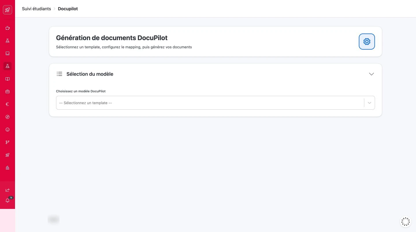 Start with a template — The entry screen gives administrative teams a short, ordered path through document preparation.
